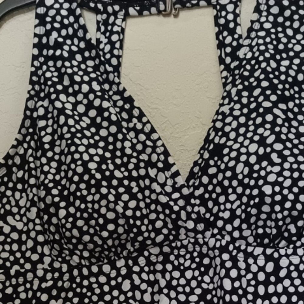 Island Escape Plus Size Printed H-Back Tanki Black 18W - Picture 3 of 5